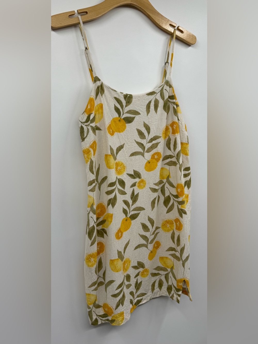 Z Supply Raelyn Citrus Linen Blend Mini Dress Yellow Lemon Print SZ M Beachy - Picture 4 of 8